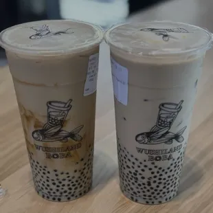 Brown Sugar Milk Tea with mini pearls and Milk Tea Ice Cream Boba with mini pearls