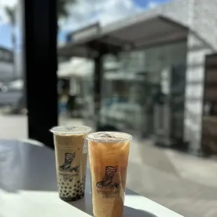 Roasted Oolong Milk Tea, orange grapefruit yakult with coconut jelly