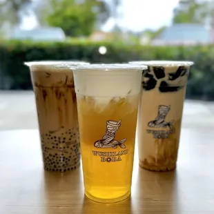 Brown Sugar Roasted Oolong Milk Tea, Green Tea Macchiato, Brown Sugar Green Milk Tea