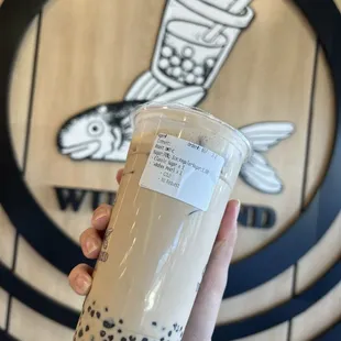 Roasted Oolong Milk Tea (half boba / half mini boba)