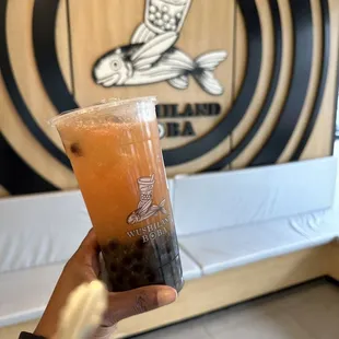 Orange Grapefruit Green Tea with boba