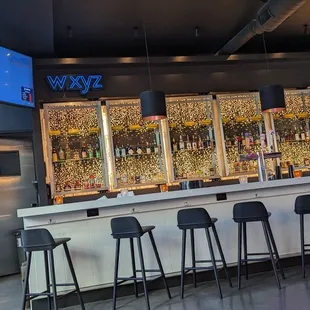 a row of bar stools