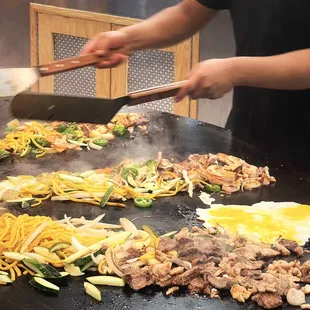 The chef prepared it right in front of us on the Mongolian grill.