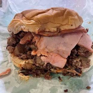 Combo sandwich-Beef and Ham on a bun