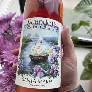 a hand holding a bottle of wine