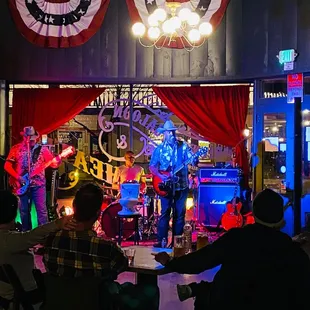 a band performing