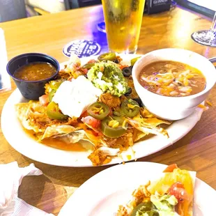 Chicken nachos + side of Wyatt&apos;s famous Green Chili...amazing!