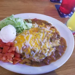 Smothered burrito w veggie patty