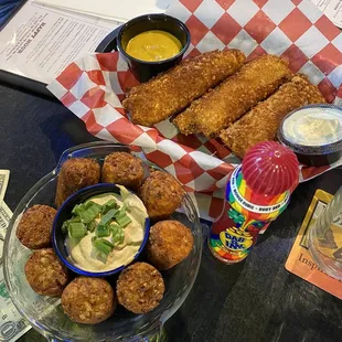 Loaded Tater Kegs and Fried Pickle Spears