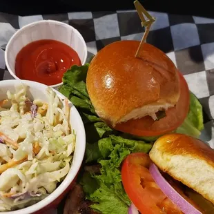 Alligator and Rabbit Slider with Coleslaw.