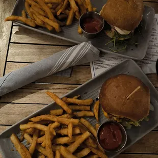 Burgers and crispy fries