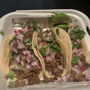 Great tacos with a very good green salsa