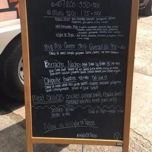 Taco menu! Pork belly was yummy!