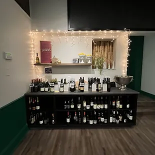 bottles of wine on shelves