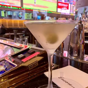 a martini on a bar