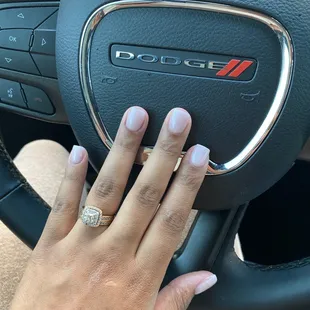 Light pink powder dip with clear gel