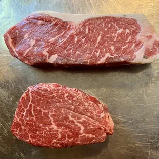 Prime filet and strip steak