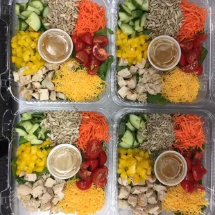 Fresh, delicious, whole foods like our Super Green salad, with rainbow color veggies and plenty of protein and healthy fats.