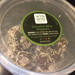 We feature a different weekly popper (we always have chia peanut butter poppers!) like the coconut bliss here.