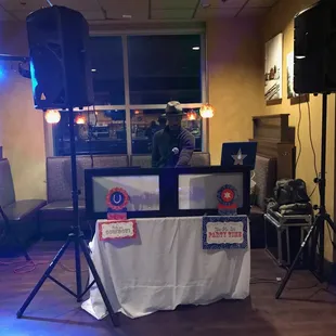 a stage set up for a party