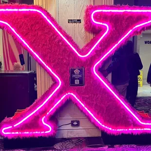 a large neon letter x