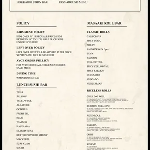 menu
