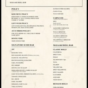 menu