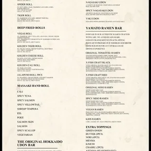 menu