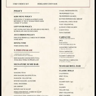 menu