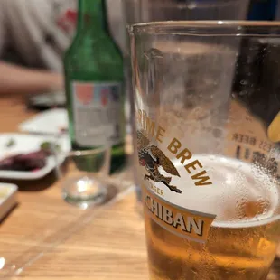 Sapporo and soju.