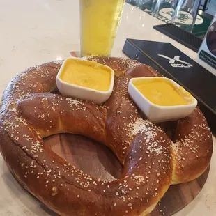 HUMONGOUS pretzel. Beer for size comparison