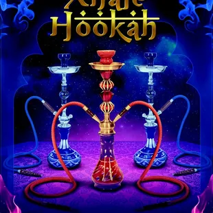 two hookahs on a purple background