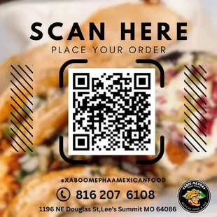 a plate of food with a qr code on it
