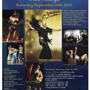Mediterranean Nights, Sept. 15, 2012 Belly Dance and Flamenco Dance gala show with a dance workshop with Amaya!
