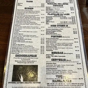 menu