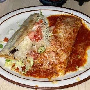 Shredded beef taco and cheese enchiladas