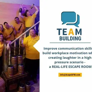 Team Building available for corporate or small businesses. Email us at info@xcapedfw.com to see how we can accommodate you!