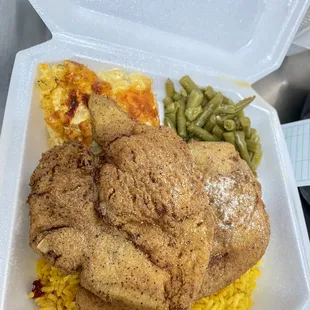 Porkchop dinner with rice &amp; 2 sides