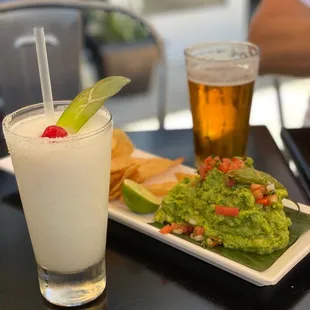 Pina colata, guacamole and beer