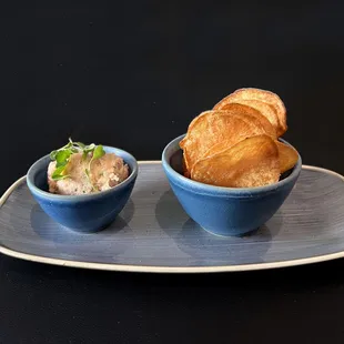 Salmon Rillette, Shichimi Togarashi Kennebec Chips