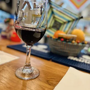 Happy hour wine at the bar.