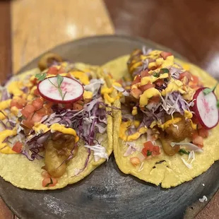Beer battered cauliflower tacos
