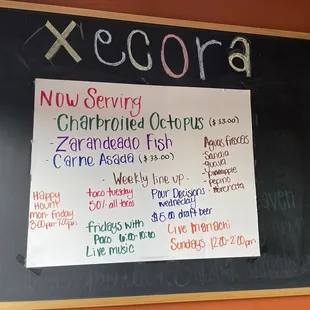 Weekly specials.