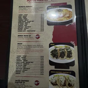 menu