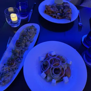 Scallops (Xtenia) Greek Salad Vodka Pasta