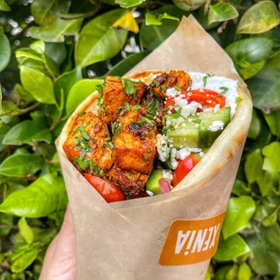 a hand holding a burrito