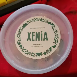 a plastic container with a label on it