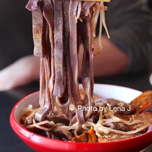 Black Rice LiangPi Noodles 黑米凉皮 + Pork Elbow 加猪肘 ($12)