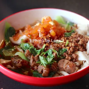 Biang Biang Noodles 裤带面 ($15) with Wide Thick Noodles