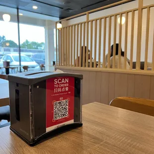 a qr code scanner on a table